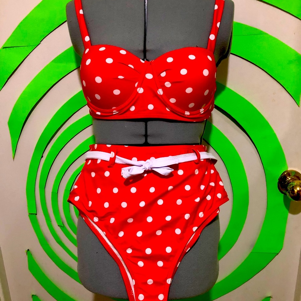 Red polka dot bikini
